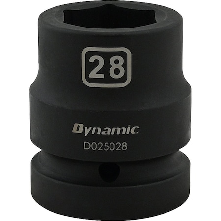 Dynamic 1" Drive Standard Socket, Black Phosphate, Tools 28MM X 1" Drive, 6 Point Standard Length D025028